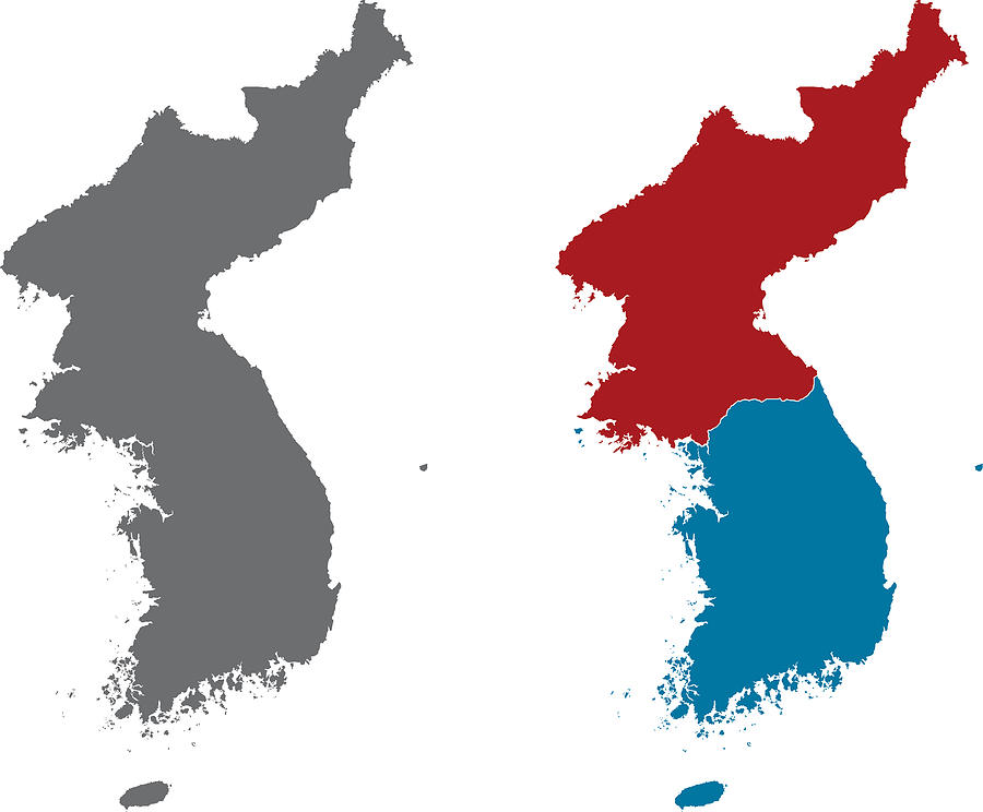 Shape of Korean Peninsula and North Korea and South Korea Drawing by Stefan_Alfonso
