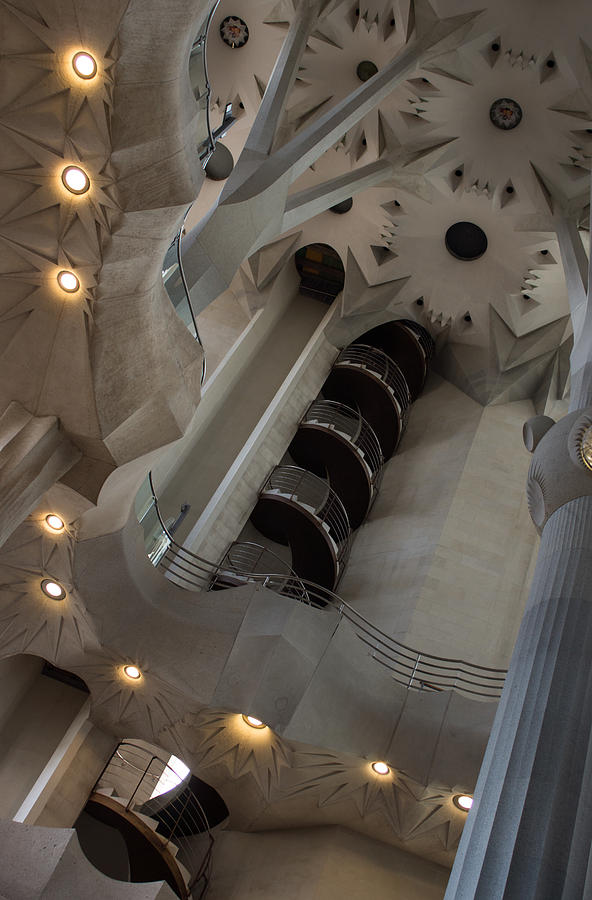Shapes and Spirals - The Fascinating Interior of Antoni Gaudis Sagrada Familia Photograph by Georgia Mizuleva