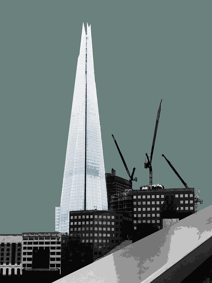 London Mixed Media - Shard - Blue GREY by BFA Prints