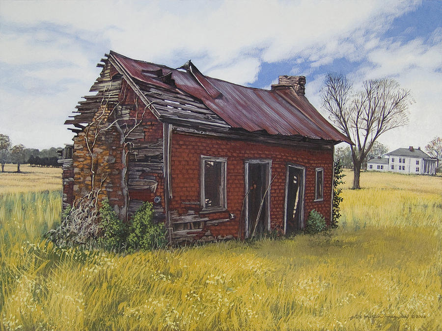Architecture Painting - Sharecroppers Shack by Peter Muzyka
