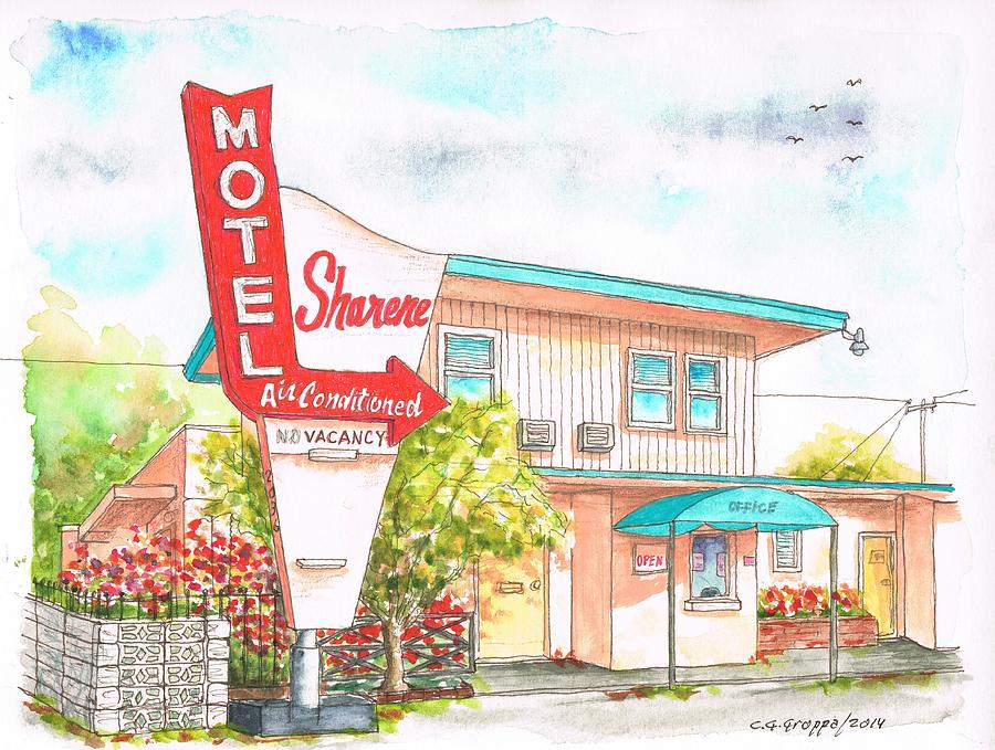 Sharene Motel in Route 66 - San Bernardino - California Painting by Carlos G Groppa