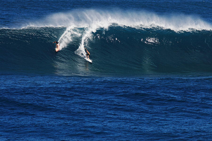 Sharing a Wave in Waimea Bay Photograph by Richard Cheski