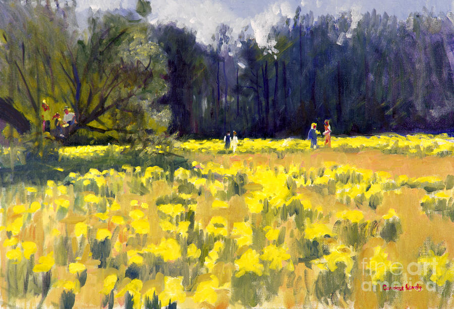 Sharing Daffodils Painting by Candace Lovely