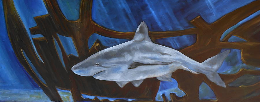 Shark on Wreck Painting by Charme Curtin