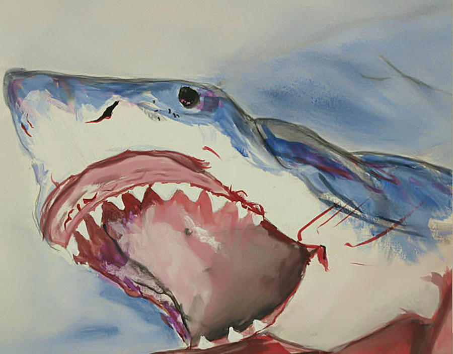 Jaws Painting - Shark by Raquel Ventura
