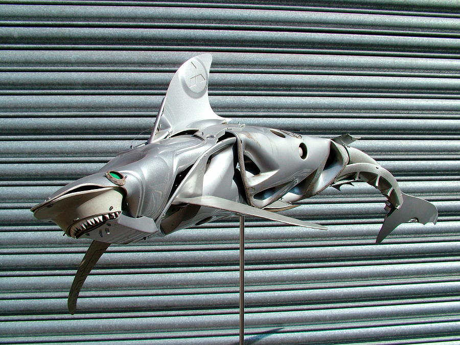 resin shark sculpture