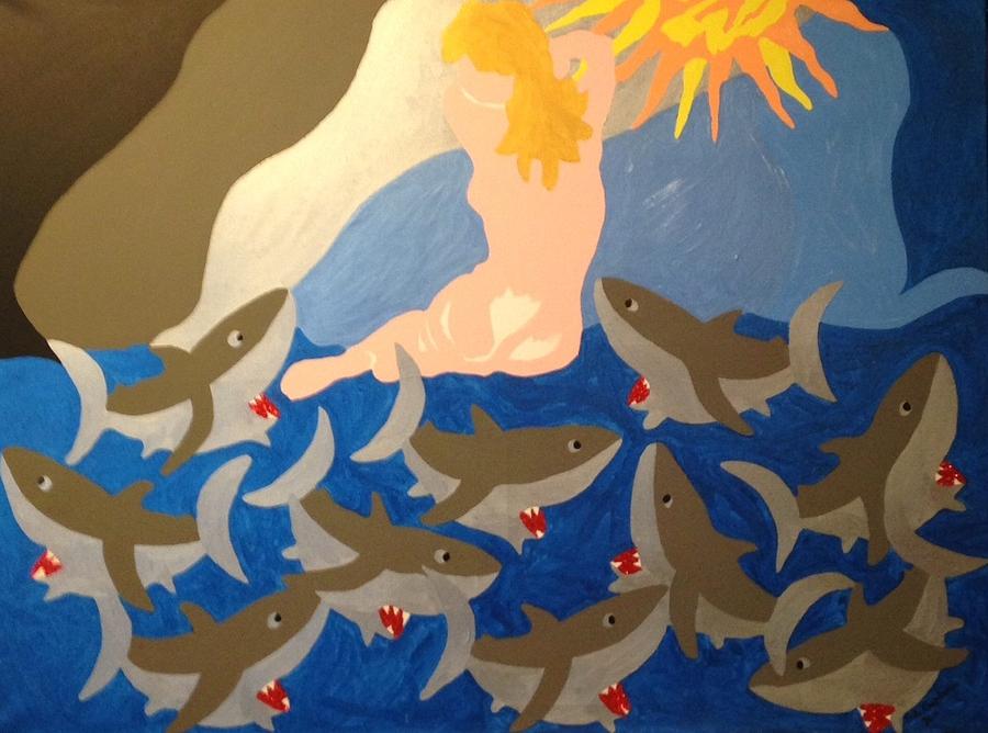 Sharks Painting by Erika Jean Chamberlin