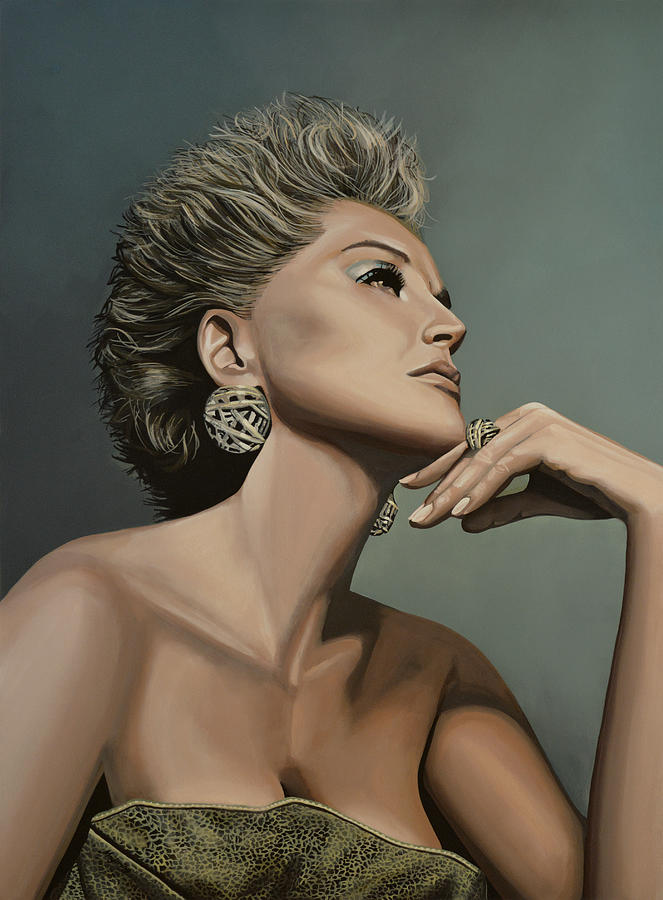 Sharon Stone Painting by Paul Meijering