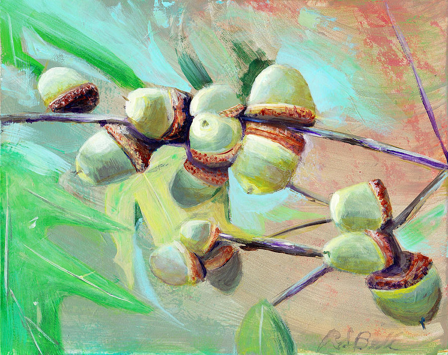 Nature Painting - Sharonwoods Acorns by Randy Bell