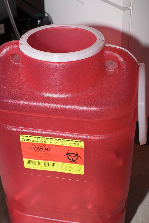 Hazardous Waste Photograph - Sharps Container by Science Stock Photography/science Photo Library