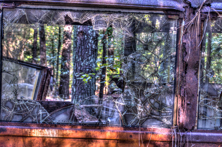 Window Photograph - Shattere Side School Bus Window by Douglas Barnett