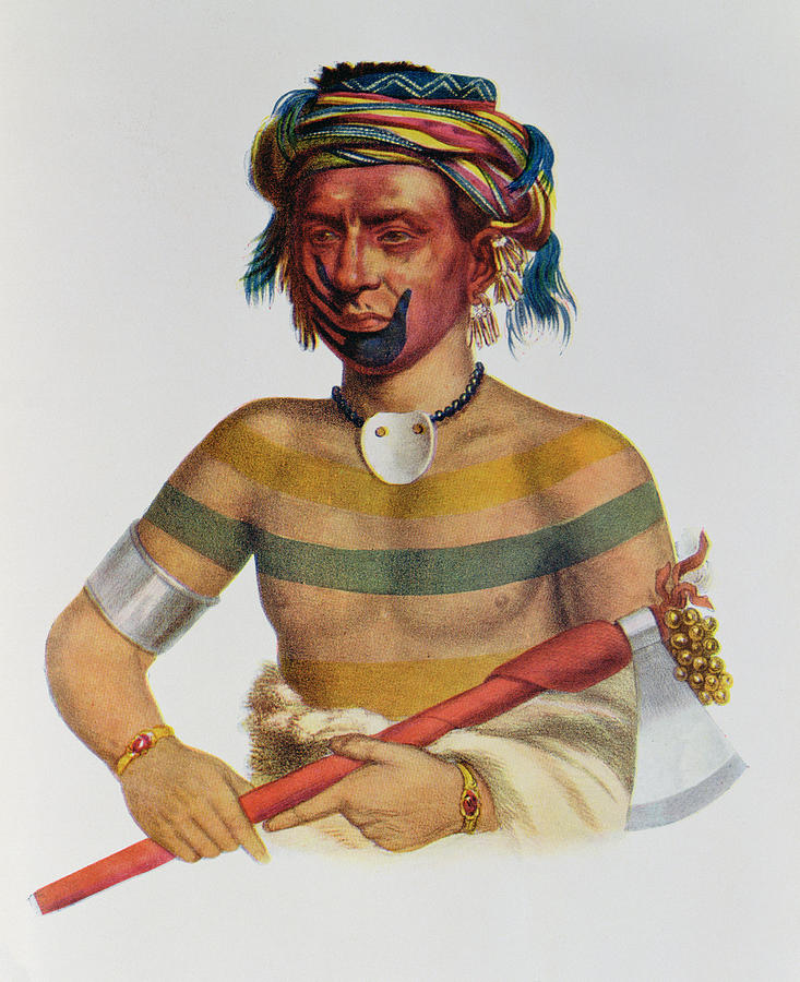 Axe Photograph - Shau-hau-napo-tinia, An Iowa Chief, 1837, Illustration From The Indian Tribes Of North America by Charles Bird King