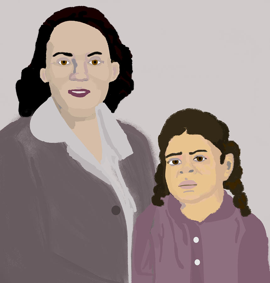 Mother And Daughter Painting - She and Her Mother by Pharris Art