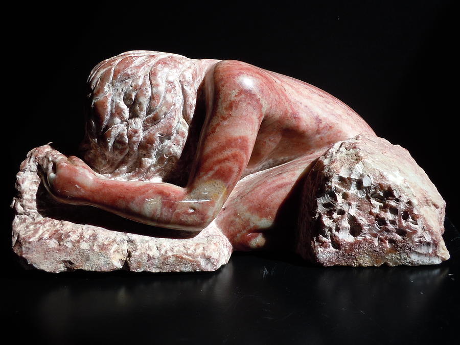 Stone Carving Sculpture - She Holds The Earth by Francine Frank