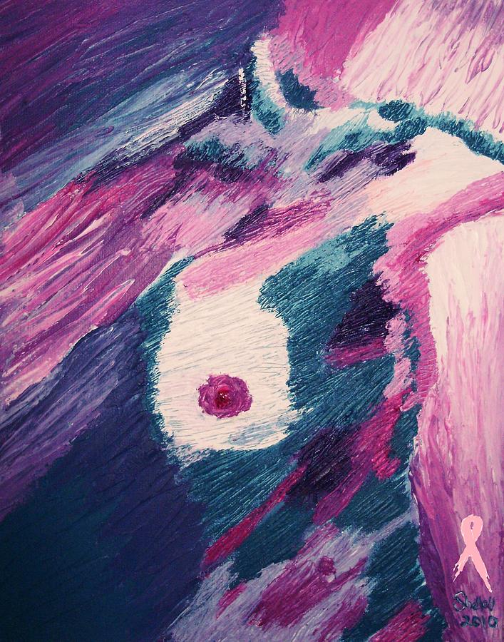 She Lives Breast Cancer Awareness Painting by Shelley Bain