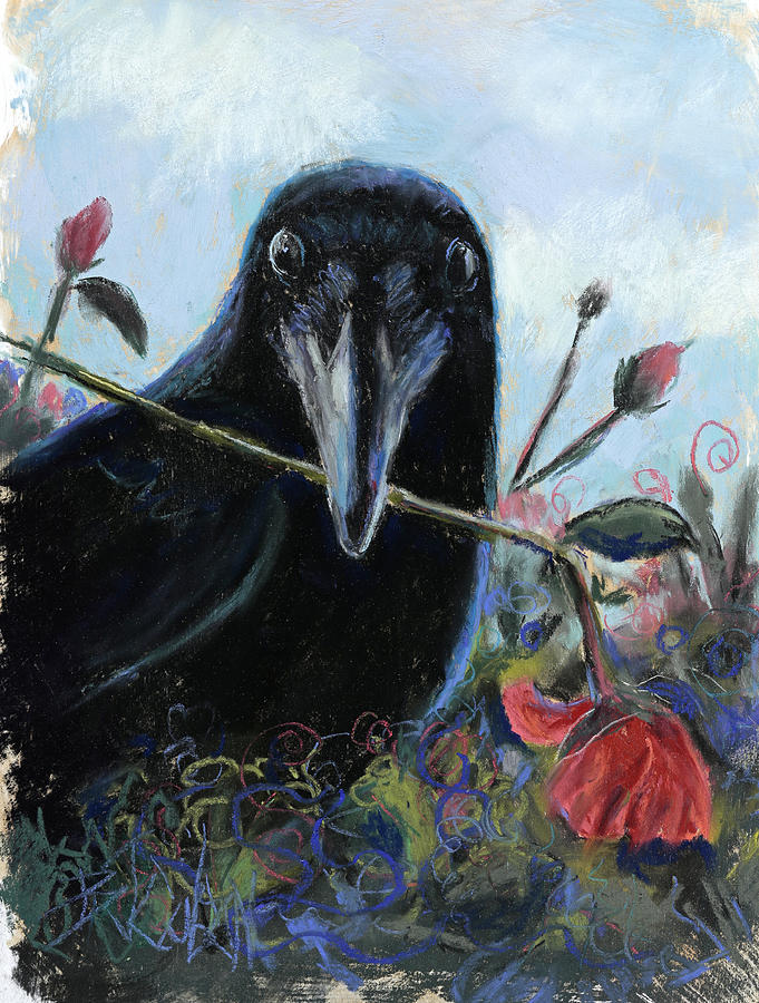 Blackbird Painting - She Loves me She loves me not by Billie Colson