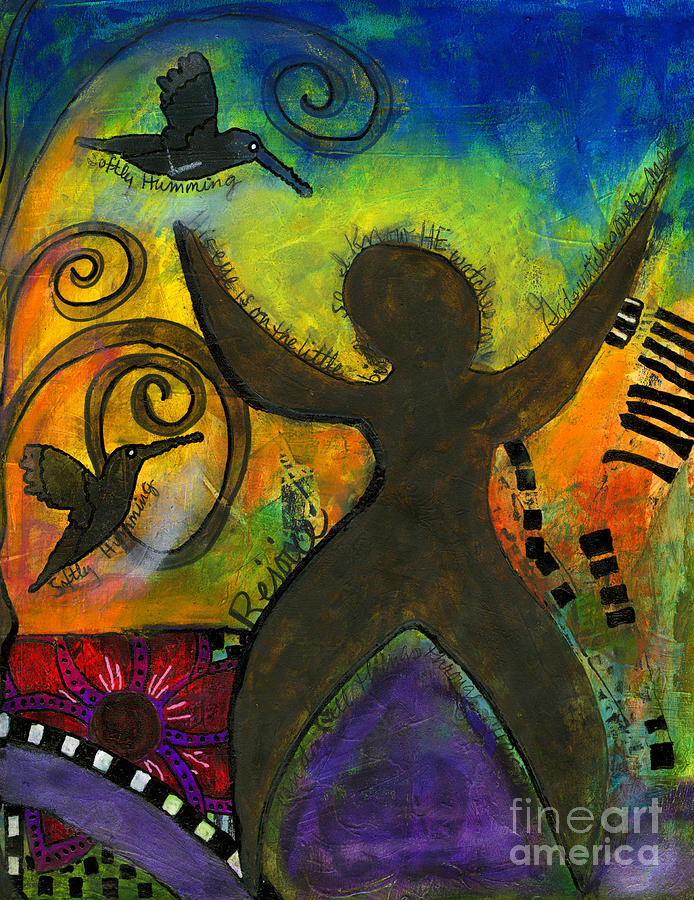 She Rejoices Singing Sweet Songs of Triumph Mixed Media by Angela L Walker