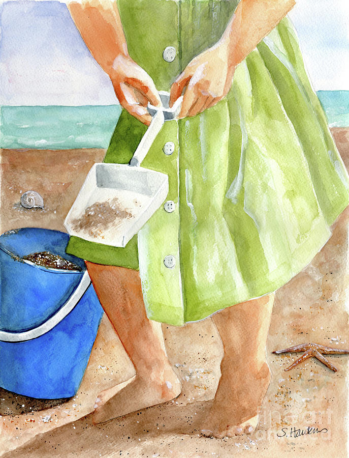 Beach Painting - She Sells Sea Shells by Sheryl Heatherly Hawkins