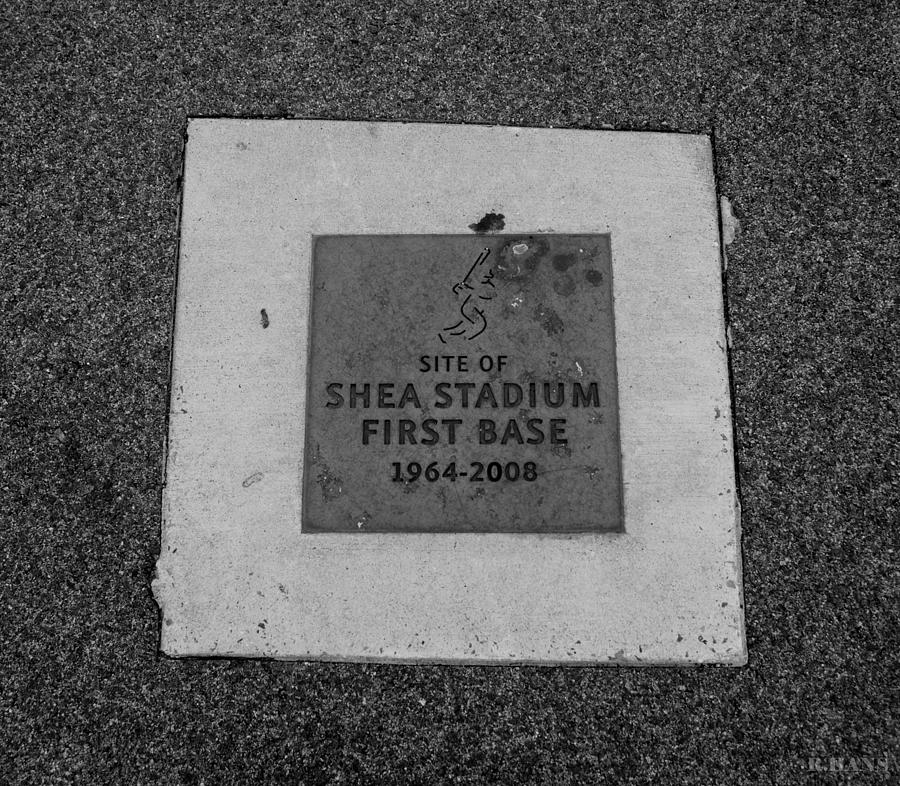 SHEA STADIUM FIRST BASE in BLACK AND WHITE Photograph by Rob Hans