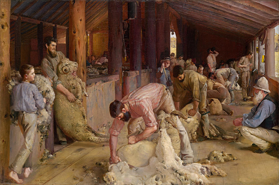 Tom Roberts Painting - Shearing the rams  by Tom Roberts