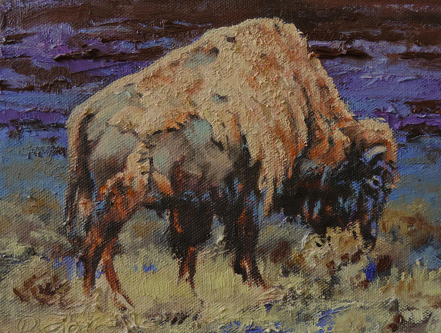 Bison Painting - Shedding the Winter Blues by Mia DeLode