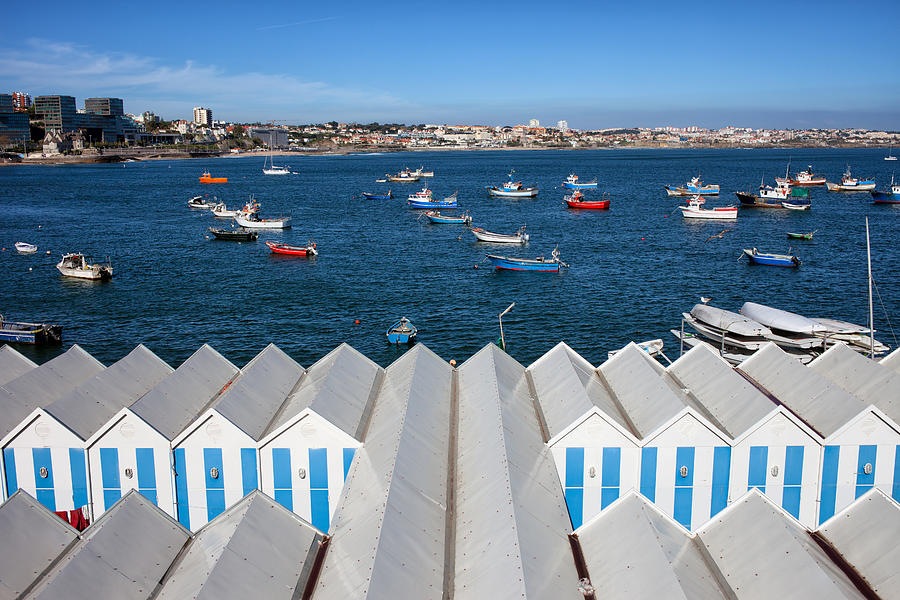 Sheds and Boats Moored at Bay in Cascais Photograph by Artur Bogacki
