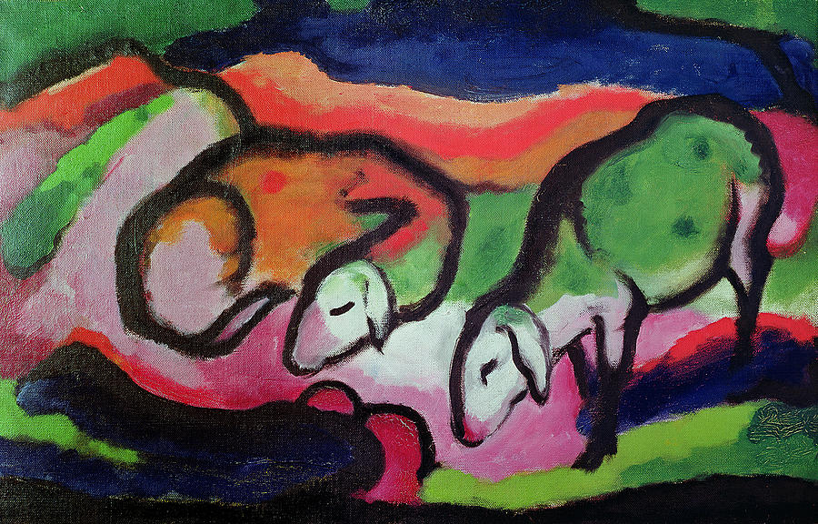 Sheep, 1912  Painting by Franz Marc