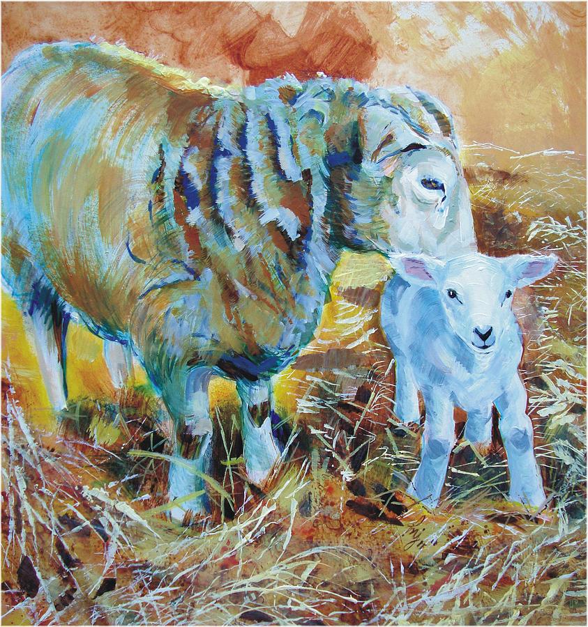 Sheep and Lamb Painting by Mike Jory
