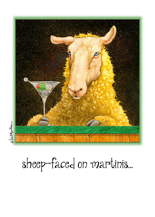 Sheep Painting - Sheep-faced On Martinis... by Will Bullas