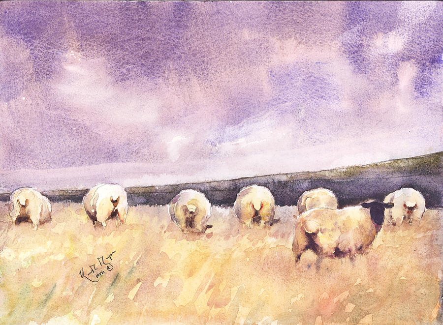 Sheep Grazing Painting by Keith Thompson