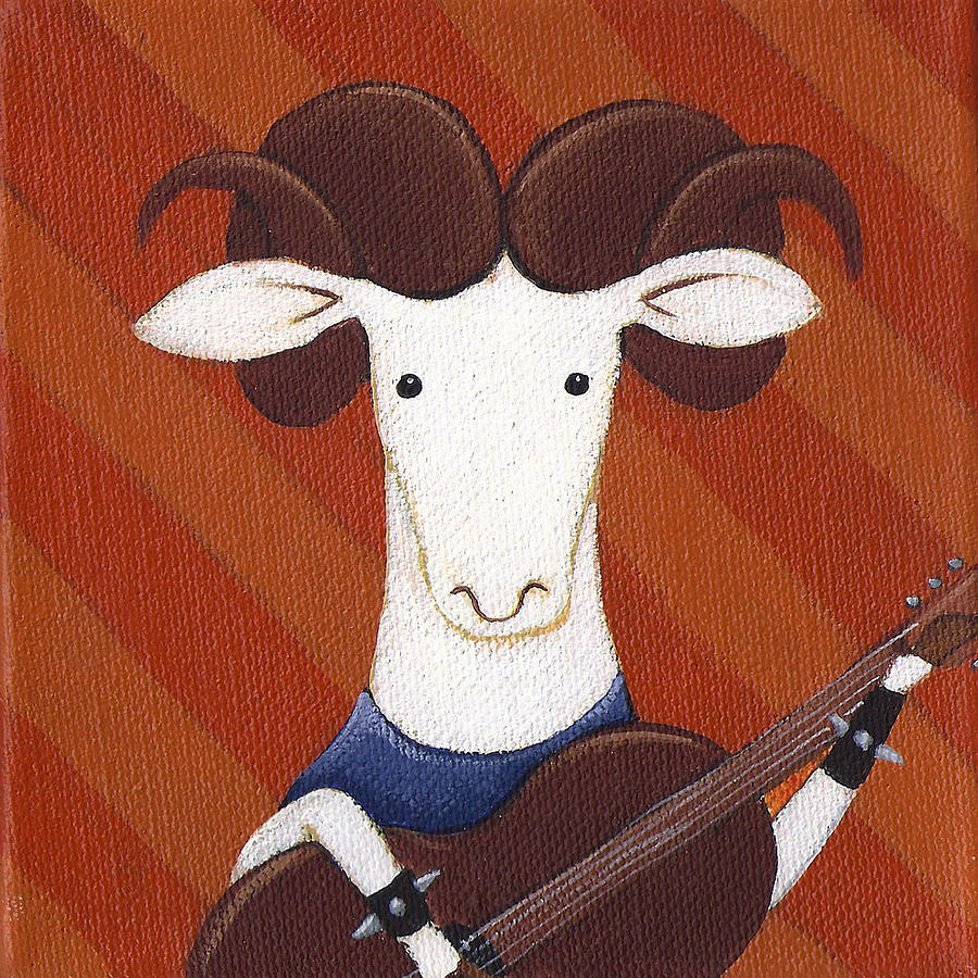 Sheep Guitar Painting by Christy Beckwith