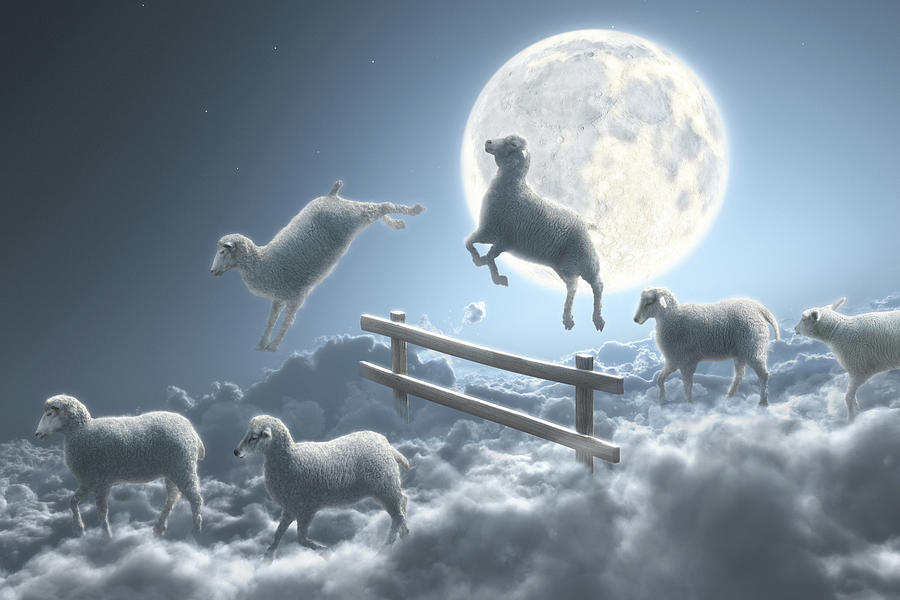 Sheep Jumping Over Fence In A Cloudy Digital Art by Dieter Spannknebel