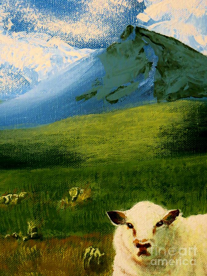 Sheep Looking In Painting by Tim Townsend