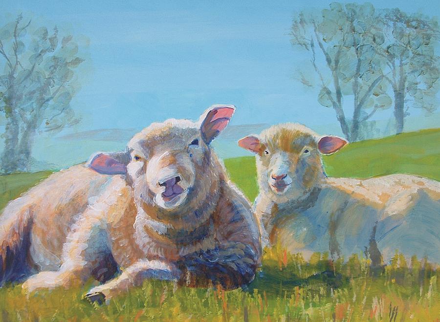 Sheep Lying Down Painting by Mike Jory