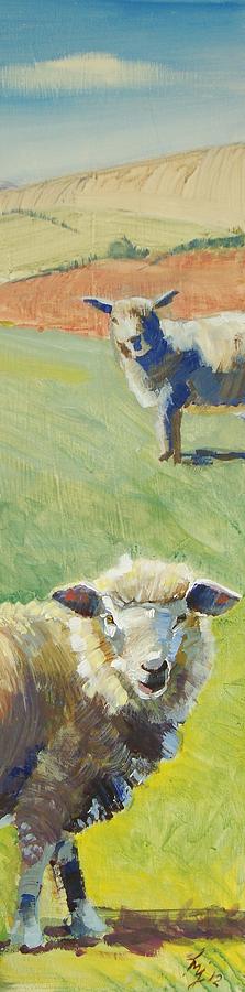 Sheep Painting Narrow Painting by Mike Jory