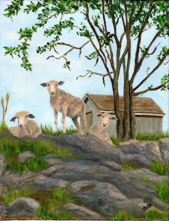 Sheepish Painting by Deborah Butts