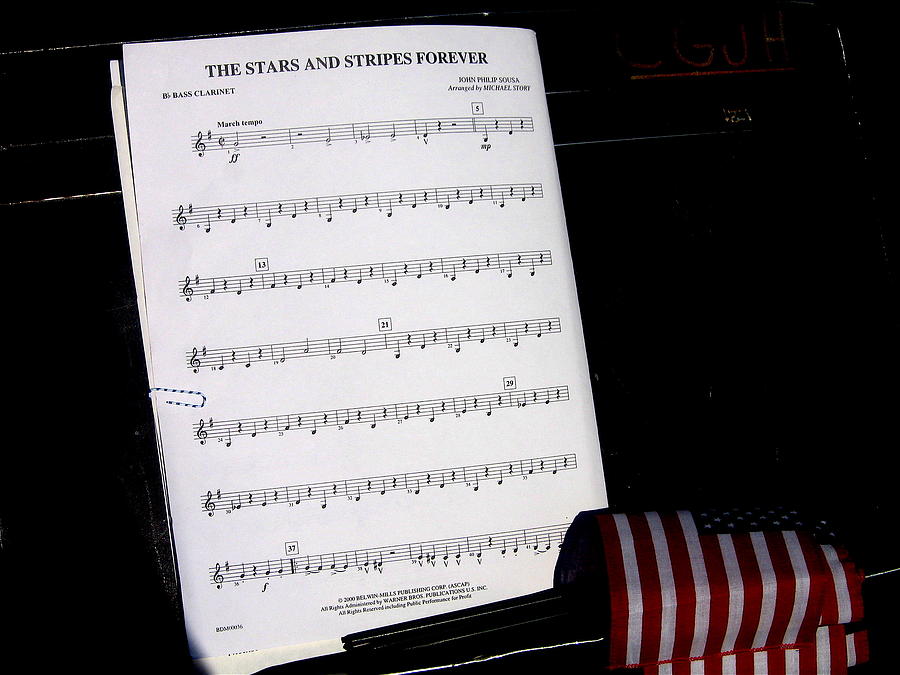 Sheet music The Stars and Stripes Forever music stand Casa Grande Arizona 2004 Photograph by David Lee Guss