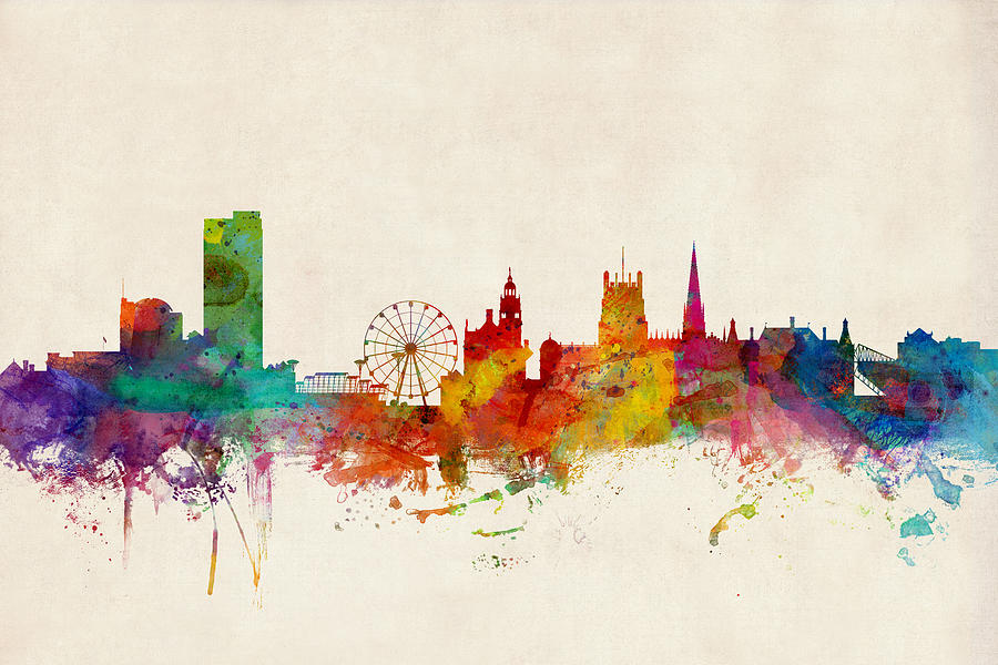 City Digital Art - Sheffield England Skyline by Michael Tompsett