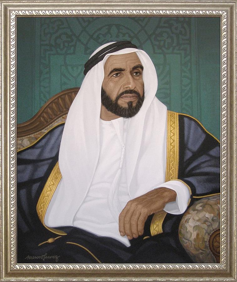 Sheikh Zayed Bin Sultan Al Nahyan Painting by Masood Parvez