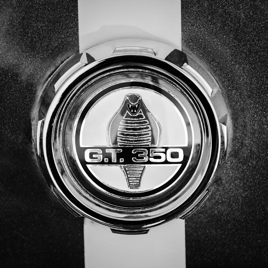 Car Photograph - Shelby Cobra GT 350 Emblem -0639bw by Jill Reger