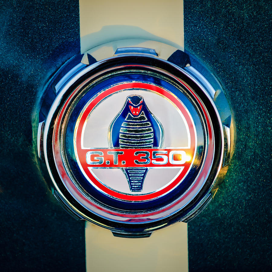 Car Photograph - Shelby Cobra GT 350 Emblem -0639c by Jill Reger