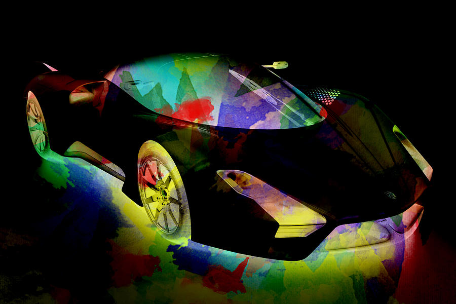 Shelby super car colorful abstract on black Painting by Eti Reid