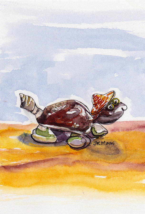 Sheldon The Turtle Painting by Julie Maas