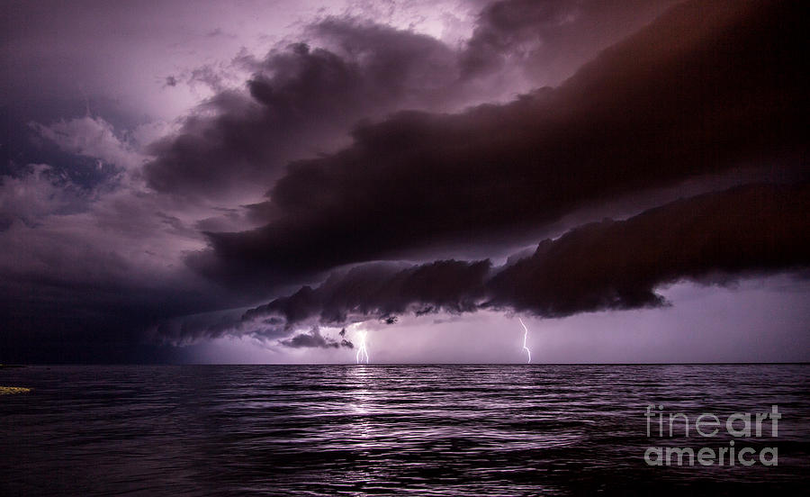 Summer Photograph - Shelf cloud with lightning by Marko Korosec