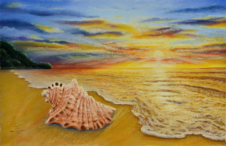 Shell at Sunset Painting by Sam Davis Johnson