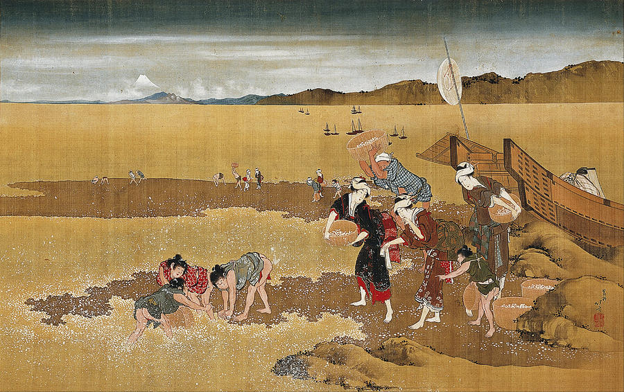 Katsushika Hokusai Painting - Shell Gathering by Katsushika Hokusai