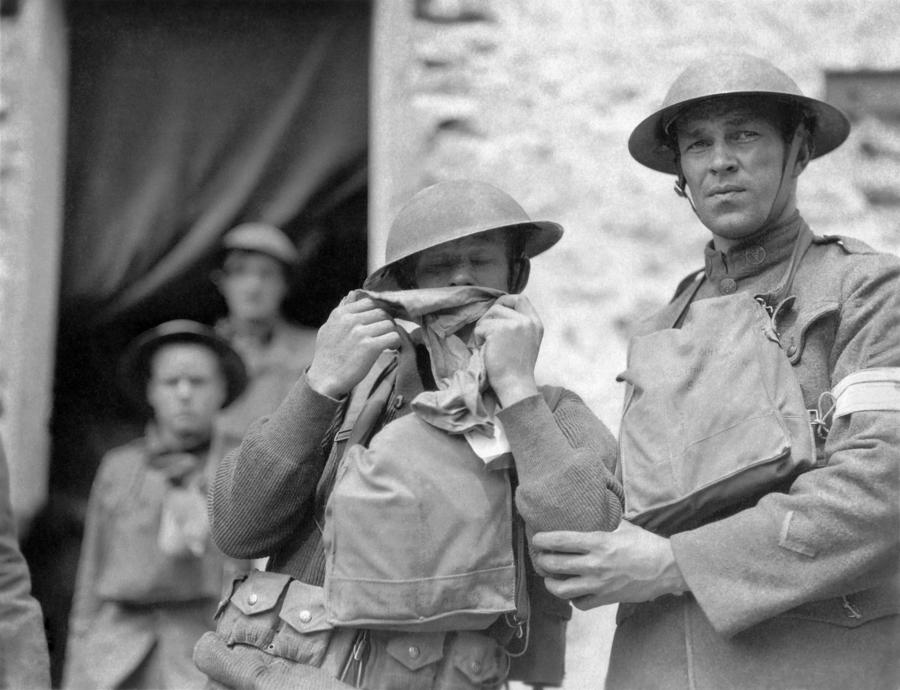 Shell-shocked soldier awaiting transportation away from the