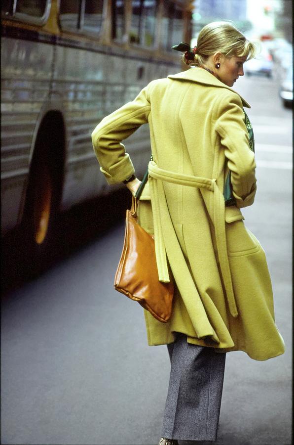 Shelley Smith Wearing A Camel Coat Photograph by Arthur Elgort