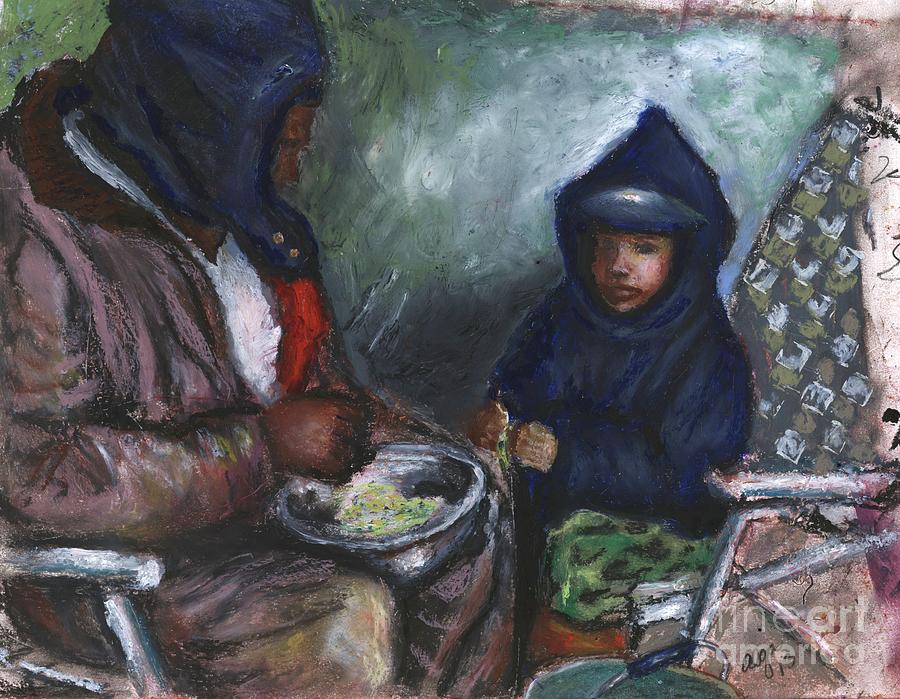 Shellin Peas with Grandpa Painting by Alga Washington