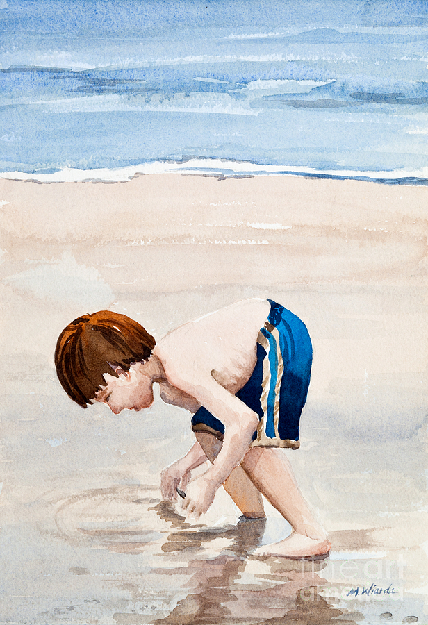 Beach Painting - Shelling on the Cape Watercolor by Michelle Constantine